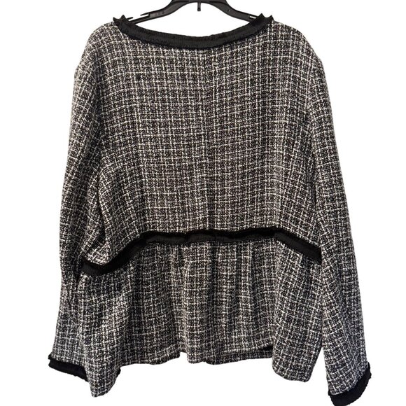 Suzanne Betro Tweed Open-Front Jacket Black & White Sz  2X Polyester blazer - Picture 10 of 10